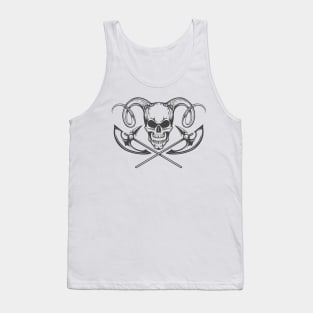Skull with Ram Horns and Axes Tank Top